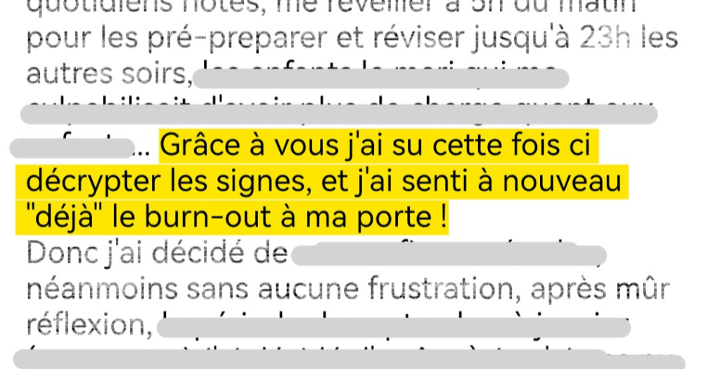 Témoignage accompagnement burn-out